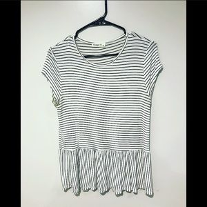 Black n white striped peplum shirt